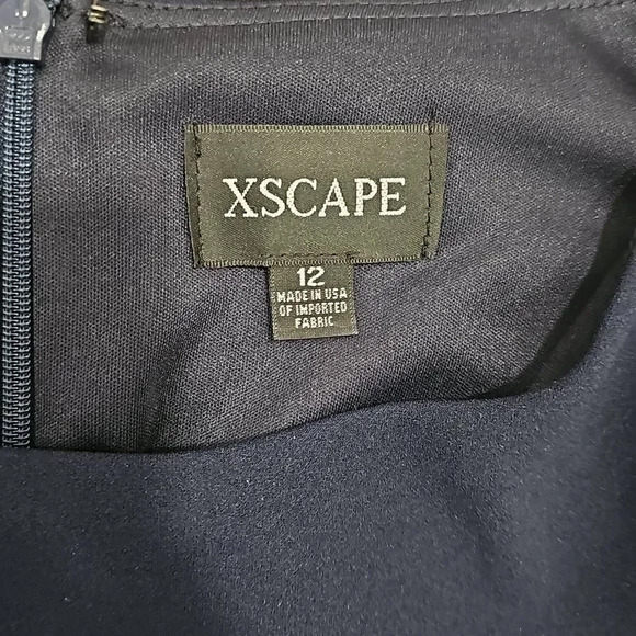 NWOT XSCAPE Ruffle Ruched Maxi Dress Sz 12 - Picture 2 of 10